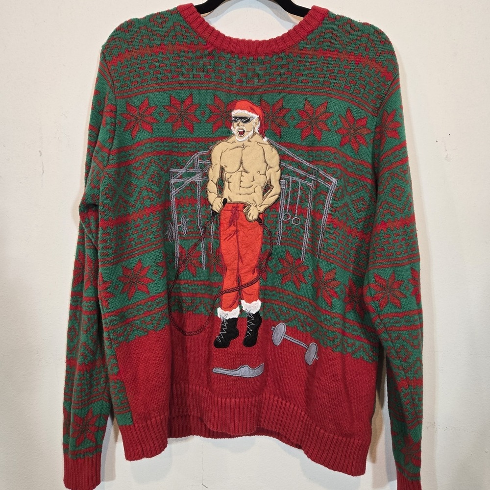 33 Degrees Hulk Hogan Cotton Ugly Holiday Sweater Size Large